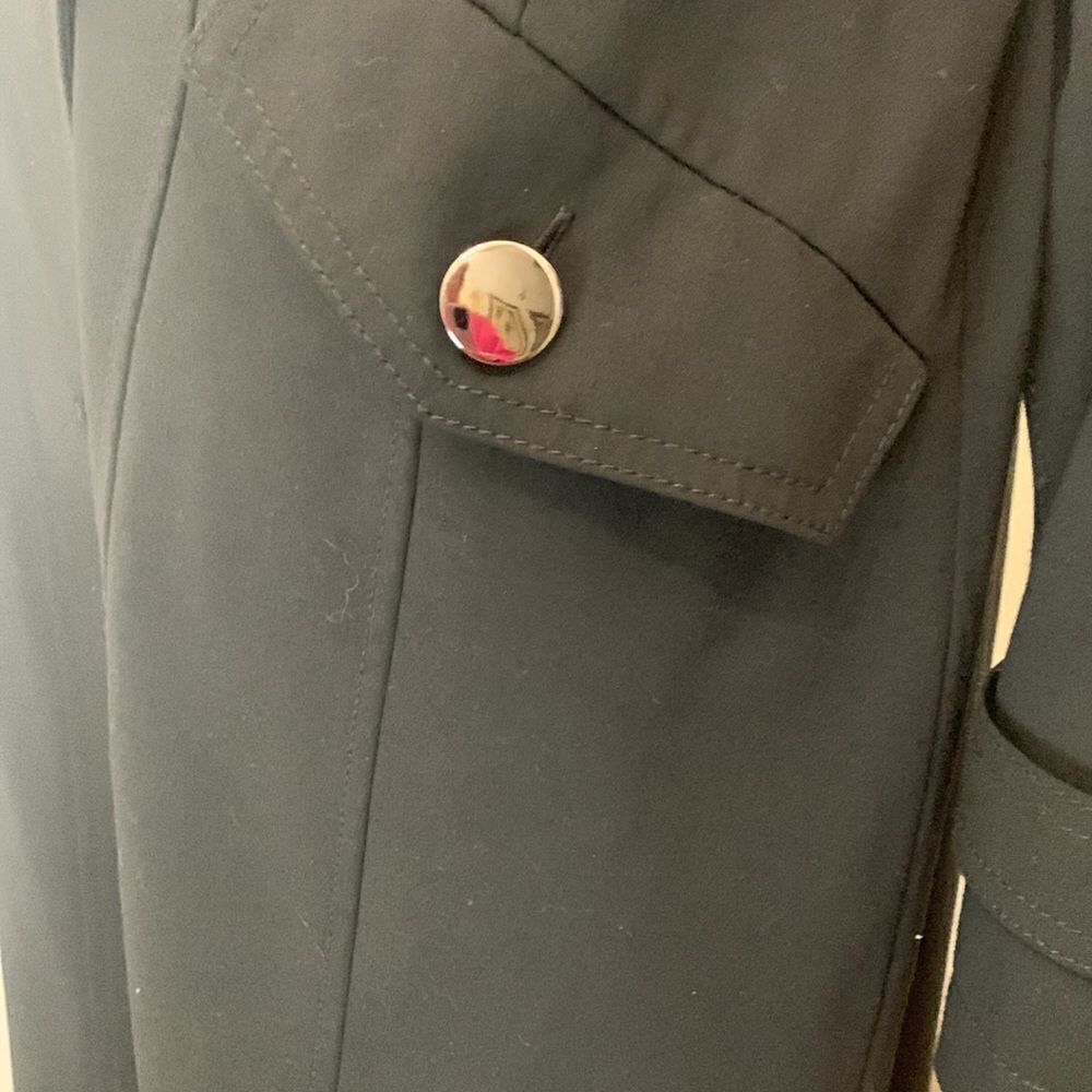 Worthington Works Stretch Separates Size 8 Silver Button Front Black Trench Coat - Picture 9 of 15